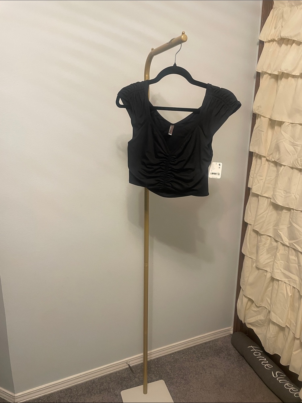 FP Movement by Free People Black Ruched Crop Top